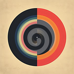 Minimal Funk Record Poster With Colored Vinyl On Beige Background