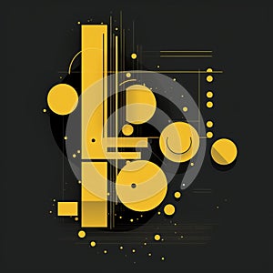 Minimal Geometric Design: The Letter B In Black And Yellow photo