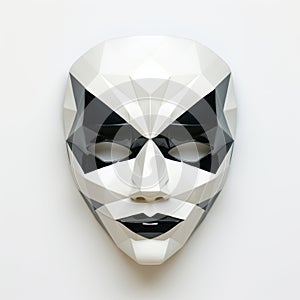 Minimal Geometrical Mask With White And Black Polygonal Design