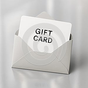 Minimal gift card and white envelope mockup
