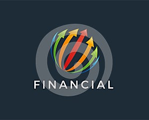 Minimal global finance logo template - vector illustration