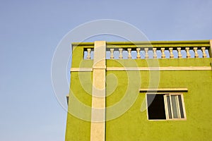 Minimal green coloured house, Worli Village, Mumbai, Maharashtra,