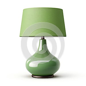 Minimal Green Lamp With Shade On White Background