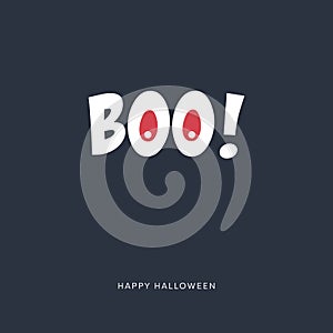 Minimal halloween card vector template with funny message. Holiday poster in simple style.