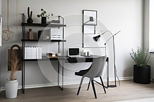 minimal home office, with sleek furniture and streamlined decor