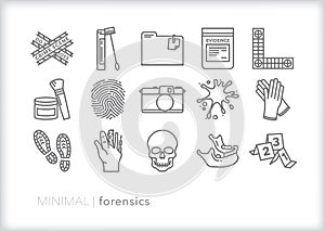 Forensics icons of crime scene items photo