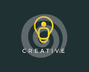 Minimal idea bulb logo template - vector illustration