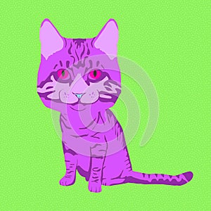 minimal illustration. Stylish funny purple cat