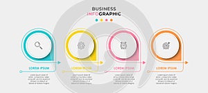 Minimal Infographic circle label design business vector template with icons and 4 options or steps