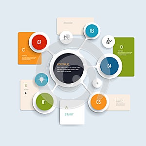 Minimal Infographics elements design . Abstract circles and squares infographic template with place for your content