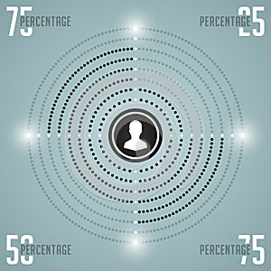 Business Infographics Design Template. Vector Elements. Minimal Dotted Pie Chart Diagram Illustration. EPS10