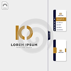 minimal IO, KO initial logo template vector illustration free business card design