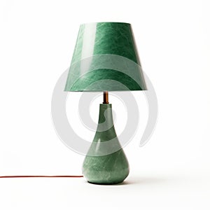 Minimal Jade Green Lamp With Brown Shade On White Background