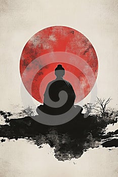 minimal japanes vertical art, zen, high qulaity