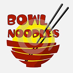 minimal lettering logo of asian cuisine with cup and chopsticks lettering