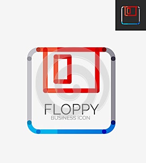 Minimal line design logo, floppy icon