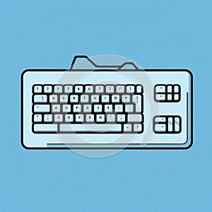 Minimal Line Drawing Keyboard On Blue Background