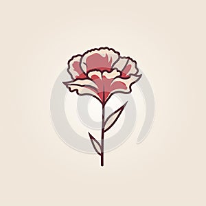 Minimal Line Logo Of Carnation - Vector Design