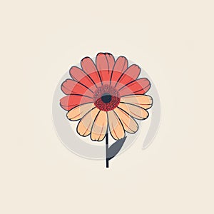 Minimal Line Logo Of Gerbera Flower - Vector Illustration
