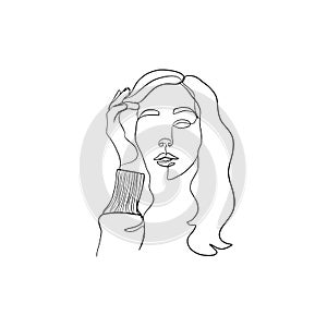 Minimal line vector woman face.