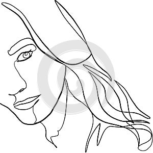 Minimal line vector woman face.