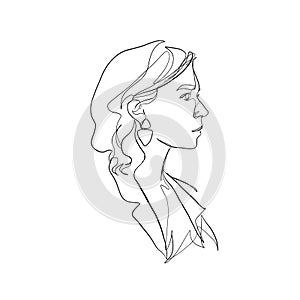 Minimal line vector woman face.