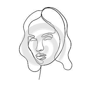 Minimal line vector woman. Linear glamour portrait woman.