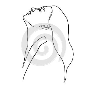 Minimal line vector woman. Linear glamour portrait woman.