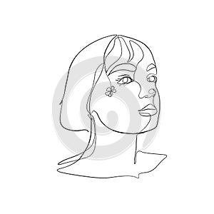 Minimal line vector woman. Linear glamour portrait woman.