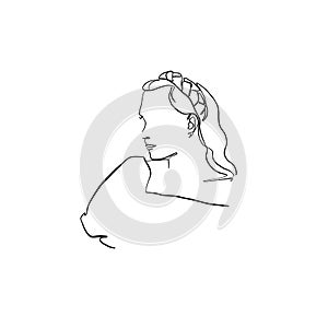 Minimal line vector woman. Linear glamour portrait woman.