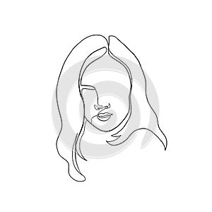 Minimal line vector woman. Linear glamour portrait woman.