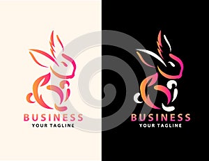 Minimal Lineart Outline Rabbit Icon Logo Design | Creative Rabbit Logo Design
