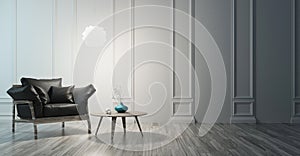 Minimal living room with sof and white wall, 3d render illustration photo