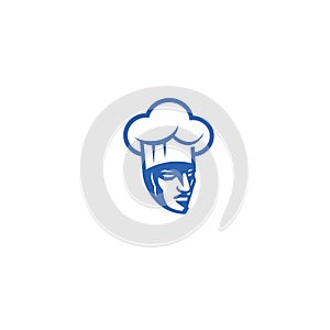 Minimal logo of angry chef vector illustration