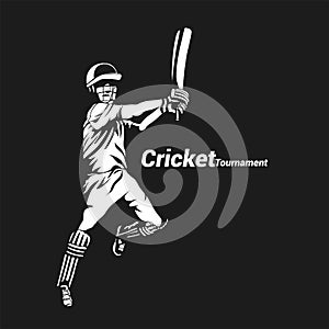 Minimal logo of batsman vector illustration.