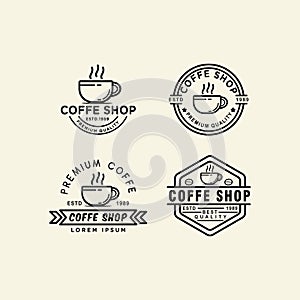 Set minimal logo coffee retro collection simple line template