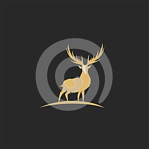 Minimal logo of golden deer vector illustration. photo
