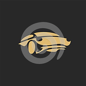 Minimal logo of golden sports car vector illustration.