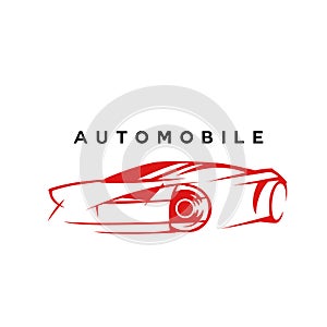 Minimal logo of red automobile car sketch vector illustration