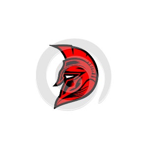 Minimal logo of red spartan helmat vector illustration.