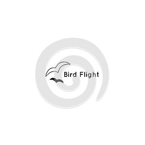 Minimal logo template. Hand drawn isolated vector icon, two birds.