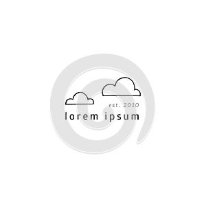 Minimal logo template with hand drawn vector icon. Clouds in the sky.