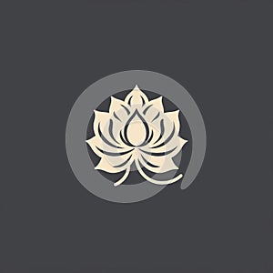 Minimal Lotus Floral Pattern Logo on Dark Gray Background