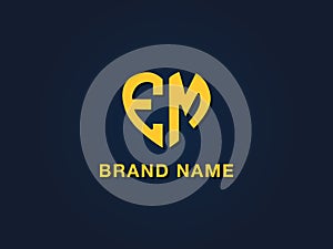 Minimal love initial letter EM logo
