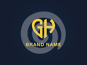 Minimal love initial letter GH logo