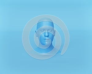 Minimal mannequin head  on pastel blue background. 3d rendering
