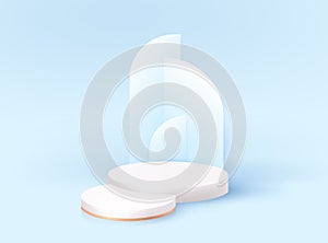 Minimal modern 3d podium with modern art deco arc. Nomination award stand mockup photo
