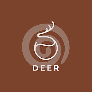 Minimal modern line deer head horn logo design