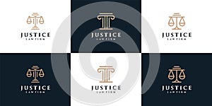 Minimal monogram justice law firm logo elements legal symbol