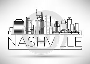 Minimal Nashville Linear City Skyline with Typographic Design